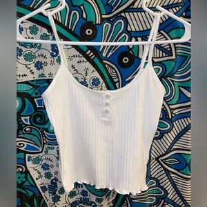 American Eagle Outfitters White Camisole Ribbed Buttoned Top